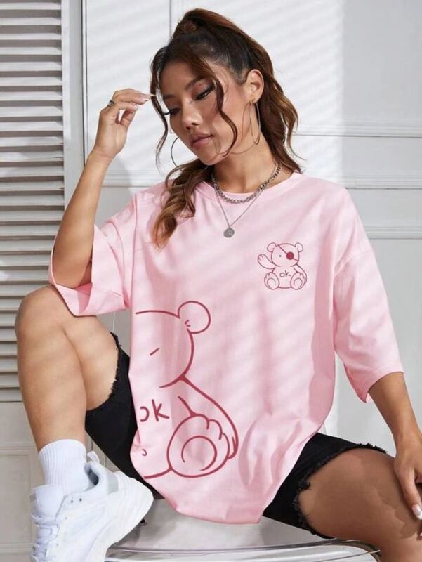 Cartoon Graphic Oversized/Drop Shoulder Tee