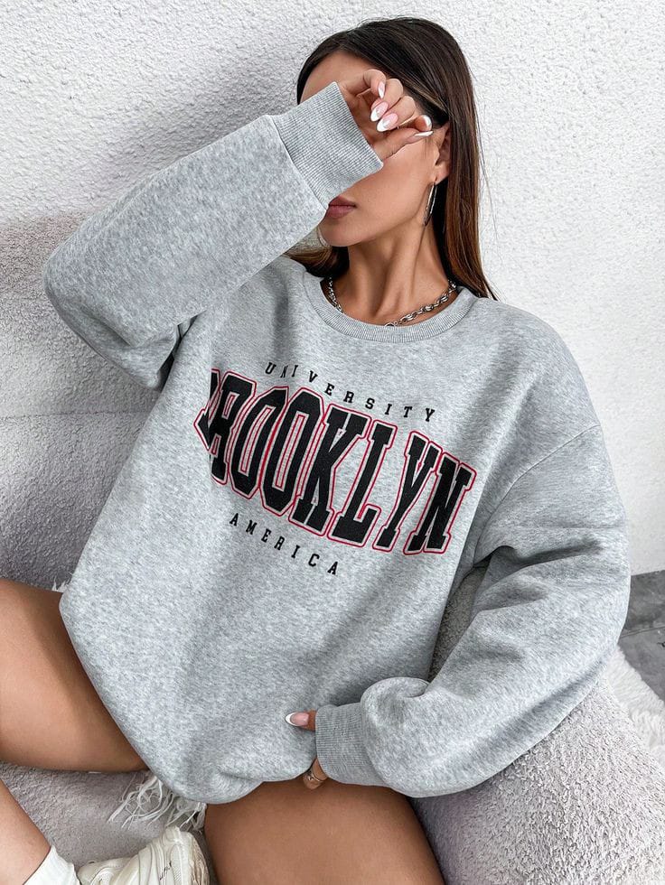Brooklyn Printed Gray Sweatshirt