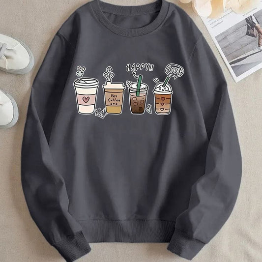 Happy Love Printed Gray Sweatshirt