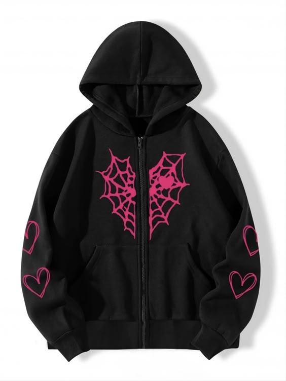 Web Heart Zipper Hoodie