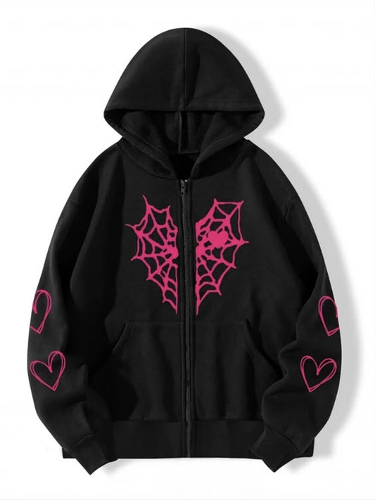 Web Heart Zipper Hoodie