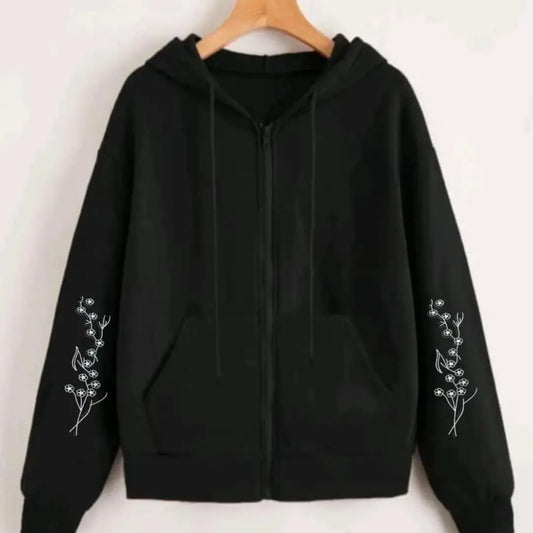 Floral Zipper Hoodie