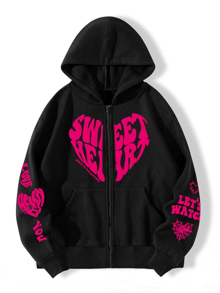 Sweet Heart Zipper Hoodie
