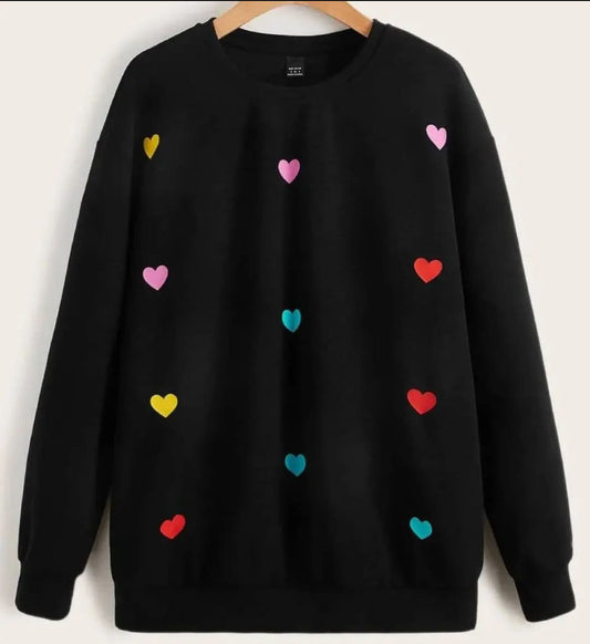 Multi Heart Printed Sweatshirt