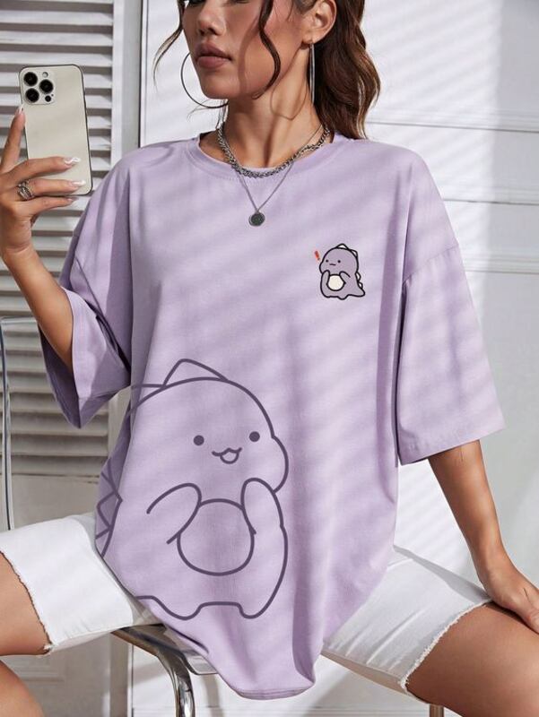 Cartoon Graphic Oversized/Drop Shoulder Tee
